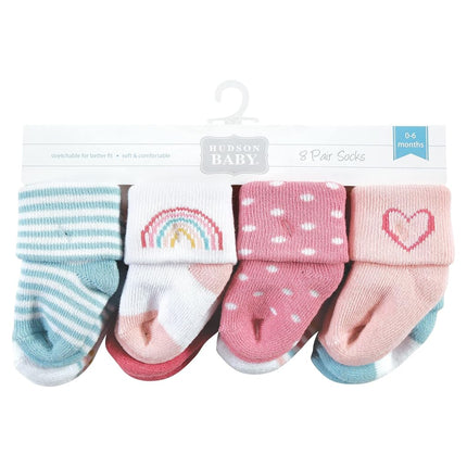 Calcetines de felpa y algodón para bebé niña Hudson Baby, Rainbow Moderno, 0-6 meses