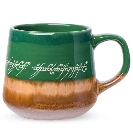 Silver Buffalo Señor de los Anillos Elven Text Taza de Cerámica Cónica de Loza con Esmalte Reactivo de Alto Brillo, 14 Onzas