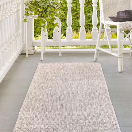 Unique Loom Collection Casual Transitional Solid Heathered Indoor/Outdoor Flatweave Area Rug (2' x 8' Runner, Beige/Ivory)