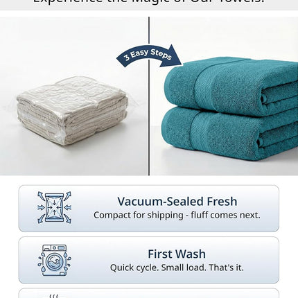 LANE LINEN 100% Cotton 6 Piece Bath Towel Set - Ring Spun, Quick Dry, Super Soft & Highly Absorbent - 2 Bath, 2 Washcloths, 2 Bathroom Hand Towels - Hotel Quality Luxury Bathroom Towel Set - Sea Port