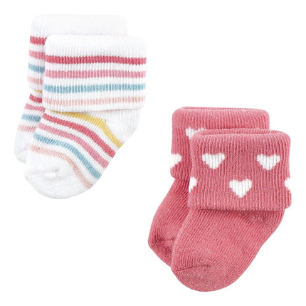 Calcetines de felpa y algodón para bebé niña Hudson Baby, Rainbow Moderno, 0-6 meses