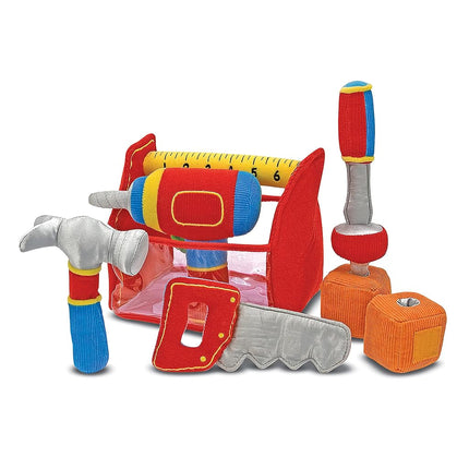 Juguete Melissa & Doug "Caja de herramientas de vaciar y llenar" para niños pequeños con taladro vibratorio (9 piezas)