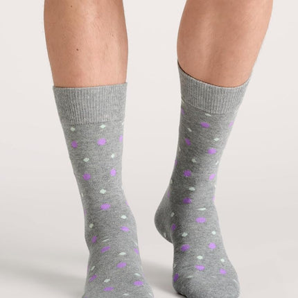 Ted Baker Men's 3 Pack Pattern Crew Dress Socks, Grey Heather/Black, One Size