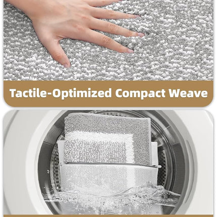 Color&Geometry Simple and Stylish Bathroom Runner Non Slip, 24"x43" Gray Bath Runner Rug, Absorbent, Soft, Washable, Microfiber Bath Mat Bathroom Carpet