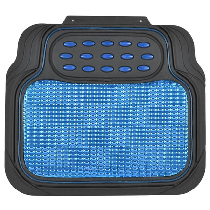 BDK Metallic Rubber Floor Mats for Car SUV & Truck - Semi Trimmable, 2 Tone Color Heavy Duty Protection (Blue/Black)