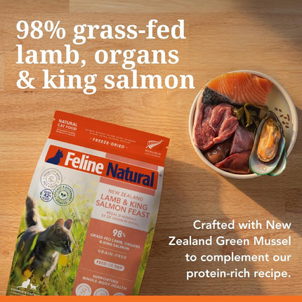 Feline Natural Lamb and King Salmon Freeze-Dried Cat Food, Grain-Free, 320g