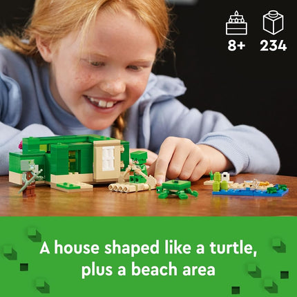 LEGO Minecraft The Turtle Beach House Toy with Animal Figures & Mobs, plus Accessories incl. a Crafting Table - Gaming Gift for 8+ Year Old Boys & Girls - 21254