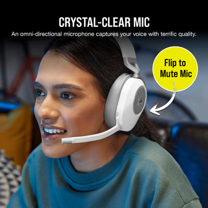 Auriculares inalámbricos multiplataforma para juegos Corsair HS65 con Bluetooth - Sonido envolvente Dolby 7.1 - Micrófono omnidireccional - iCUE - PC, Mac, PS5, PS4, Nintendo Switch, Móvil - Blanco