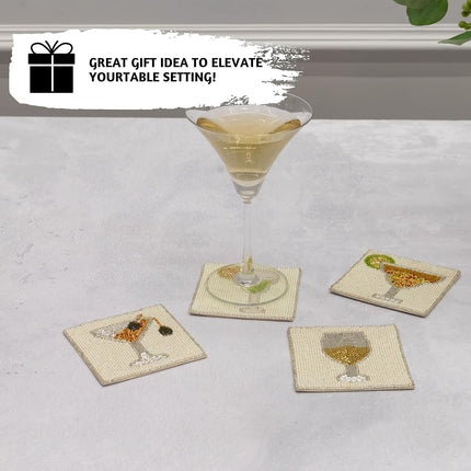Folkulture Posavasos de Cuentas (Juego de 4, Cóctel)