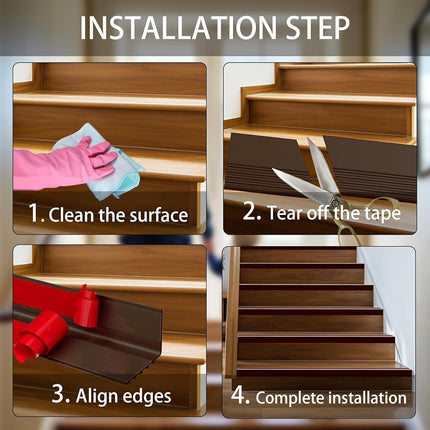 Vinyl Stair Nosing, Stair Edge Trim, Stair Edge Protector, Non-Slip Self Adhesive Stair Edge Protector Suitable for Indoor/Outdoor Stairs, Easy to Install, Non-Slip and Waterproof (Brown, 40FT)