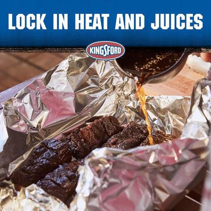 Papel de aluminio resistente Kingsford para asar a la parrilla, antiadherente, rollo de 45 pies cuadrados, 18 pulgadas de ancho, para parrilla y cocina, antiadherente para facilitar la preparación, cocción y limpieza