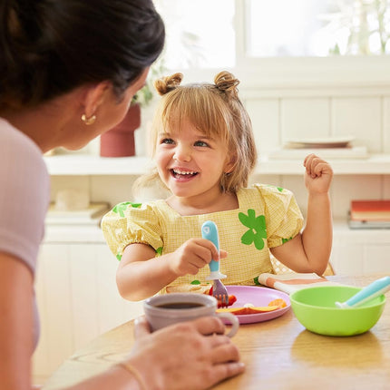 Munchkin 4 Count Raise Toddler Fork and Spoon, Blue/Green, 12+