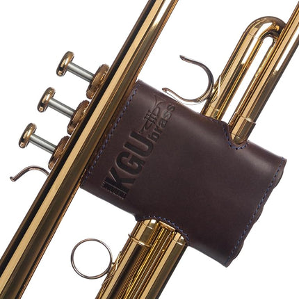 Trumpet valve guard by KGUBrass is the leather trumpet valve protector made of luxurious mild and thick material; use as protection from corrosion, scratches and stains (Brown (Blue thread))