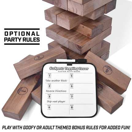 GoSports Giant Wooden Toppling Tower - Stacks Up to 5 ft - Tropical Hardwood