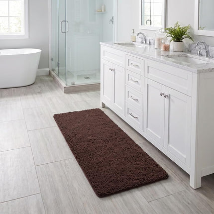 Bedford Home Memory Foam Shag Bath Mat 2-Feet by 5-Feet, Chocolate