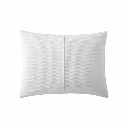 Vera Wang - Queen Duvet Cover Set, Luxury Cotton Bedding with Button Closure, Includes Matching Shams (Waffle Pique White, Queen)