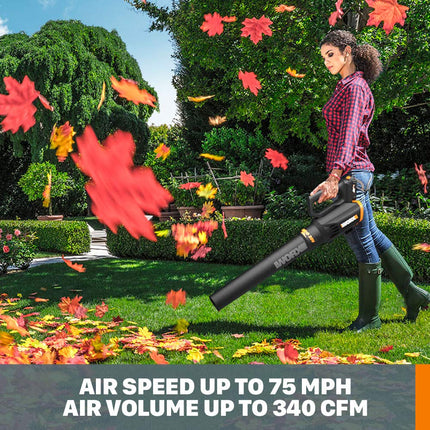 WORX WG547.9 20V Cordless Leaf Blower, Electric Blower with Turbine Fan, Blowers for Lawn Care with 2 Speed Control, Battery & Charger Not Included