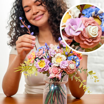 Blooms by Play-Doh Meadow Flower Bouquet Making Kit, Floral Crafts for Adults, DIY Relaxing Home Décor Set