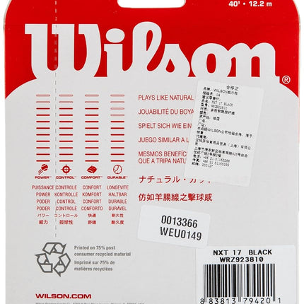 Wilson NXT Multifilament 17 Gauge Tennis Racket String in Black Color (Best String for Power and Comfort)