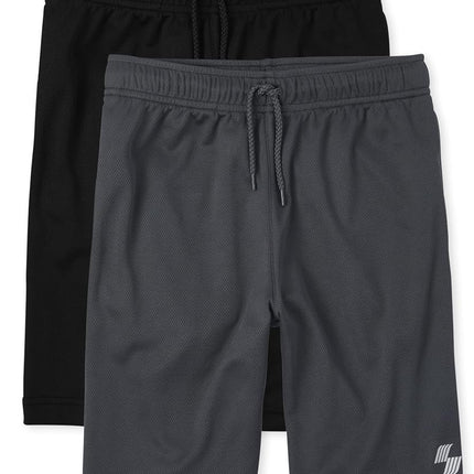 The Children's Place Pantalones Cortos de Baloncesto de Malla de Rendimiento para Niño, Paquete de 2, Colores Surtidos, XL (14)