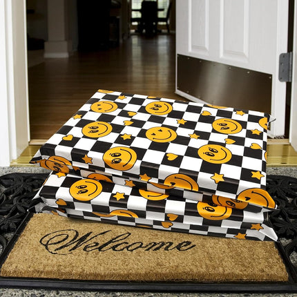 Poly Mailers 14.5x19 Inch, 50 Pack, Smiley Checkered Shipping Bags