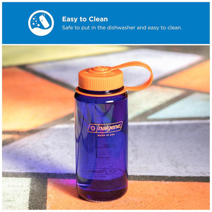 Nalgene Water Bottle - Lightweight Sustain Tritan BPA-Free Shatterproof Bottle for Backpacking, Hiking, Gym, 16 OZ, Wide Mouth, Periwinkle