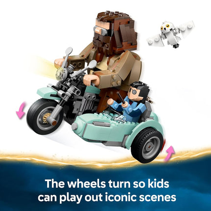 LEGO Harry Potter Hagrid & Harry’s Motorcycle Ride - Play and Display Motorbike Toy with a Sidecar & Hedwig Owl Figure - Wizarding World Gift for 9+ Year Old Girls & Boys - 76443