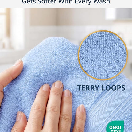 Lane Linen 100% Cotton Hand Towels for Bathroom - 6 Piece Set (16" x 28"), Soft and Highly Absorbent Hand Towels for Bathroom, Hotel & Spa, Perfect Bathroom Hand Towels for Daily Use - Cerulean Blue