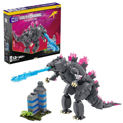 Mega Godzilla x Kong : Le Nouvel Empire, ensemble de construction, figurine articulée Godzilla avec 543 pièces et accessoires, jouet de construction et d'exposition pour collectionneurs adultes, HTR78