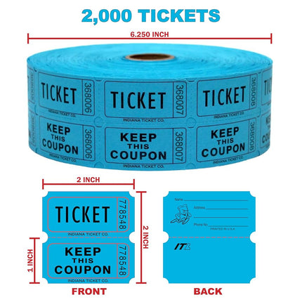 Blue Double Raffle Ticket Roll 2000