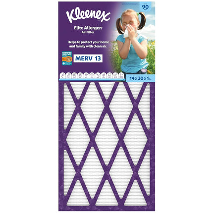 Kleenex Elite Allergen Air Filter 14x30x1 Inches - 13 MERV RATING (2-Pack)