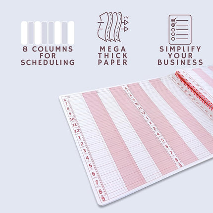 Notebook Planner, 8 Column Appointment Book – Large 16.25" x 13.5" Undated 2024 Planner, Daily & Hourly Planner in 15 Minute Increments – Spiral Notebook Organizer for Scheduling Appointments (8