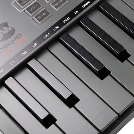 RockJam 25-Key Rechargeable USB MIDI Keyboard Controller – Mini Piano Keyboard with Velocity-Sensitive Pads, Synth Controller, Bluetooth/Wired MIDI, Arpeggiator, DAW Compatible