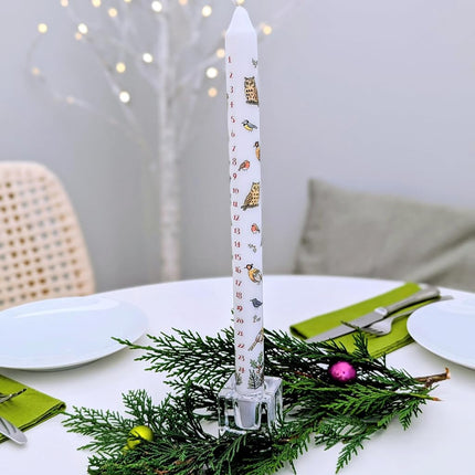 Alison Gardiner Winter Birds Wax Christmas Advent Dinner Candle 12 Hours Burn Time 29.5 cm