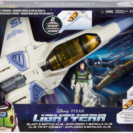 Buzz Lightyear Disney and Pixar Lightyear Toys, XL-15 Spaceship Vehicle with Buzz Lightyear Action Figure and Projectiles, Blast and Battle Pack