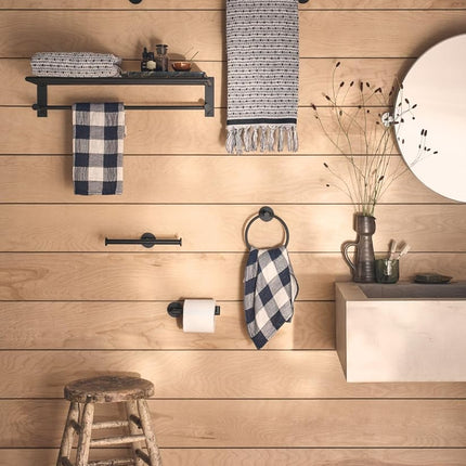 Porte-papier toilette Moen Y5709BL Arlys moderne sur pied, noir mat