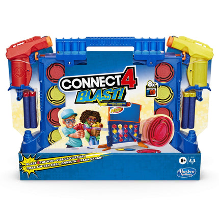 Connect 4 Blast! Game; Powered by Nerf; Includes Nerf Blasters and Nerf Foam Darts; Game for Children Aged 8 and Up
