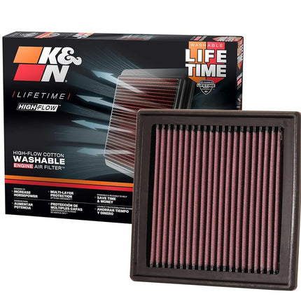 K&N Engine Air Filter: High Performance, Premium, Washable, Panel Filter: 2007-2019 (370Z, FairladyZ, Skyline 370 GT, QX50, Q40, Q60, G37, EX37), 33-2399, Erhöhte Leistung