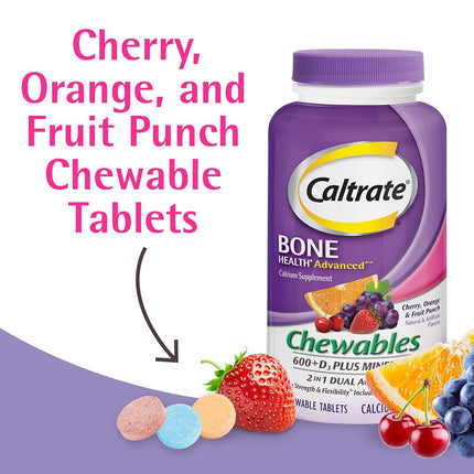 Caltrate 600+D3 Plus Minerals Calcium & Vitamin D3 Supplement (Cherry, Orange, & Fruit Punch Flavor, 155-Count Chewables)