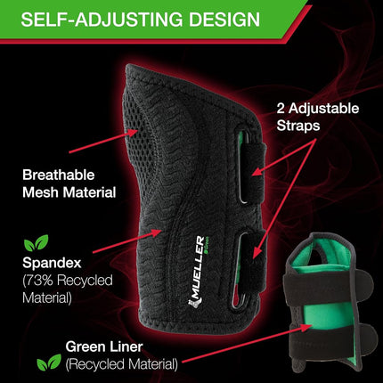 Attelle de poignet Mueller pour main droite – Taille Large à Très Large – Noir – Attelle de soutien réglable pour adultes pour le syndrome du canal carpien, les douleurs au poignet et l'arthrite – Légère et respirante pour le jour et la nuit