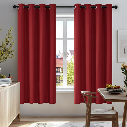 Deconovo Blackout Grommet Curtains � Thermal Insulated, Noise-Reducing, Sustainable & Easy-Care Drapes for Bedroom, Living Room & Office � Oeko-TEX Certified, Red, 52W x 45L Inch (Set of 2)