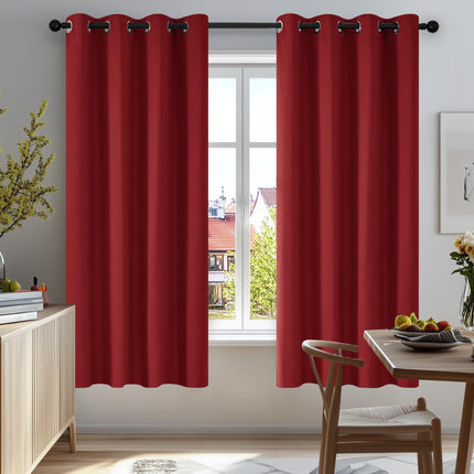 Deconovo Blackout Grommet Curtains � Thermal Insulated, Noise-Reducing, Sustainable & Easy-Care Drapes for Bedroom, Living Room & Office � Oeko-TEX Certified, Red, 52W x 45L Inch (Set of 2)