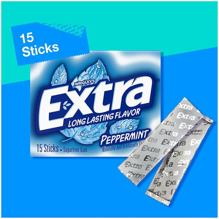 Wrigleys Extra Peppermint Sugarfree Chewing Gum Box Of 10 x 15 Stick Packs
