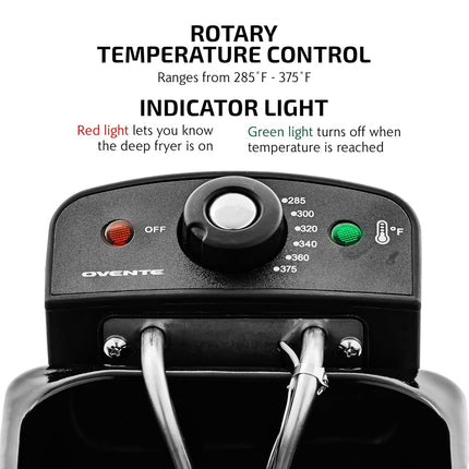 Friteuse Électrique OVENTE 2 Litres, 1500W, Couvercle avec Fenêtre de Visualisation et Filtre Anti-Odeur, Température Réglable, Panier de Friteuse Amovible et Corps en Acier Inoxydable Facile à Nettoyer, Cuivre FDM2201CO
