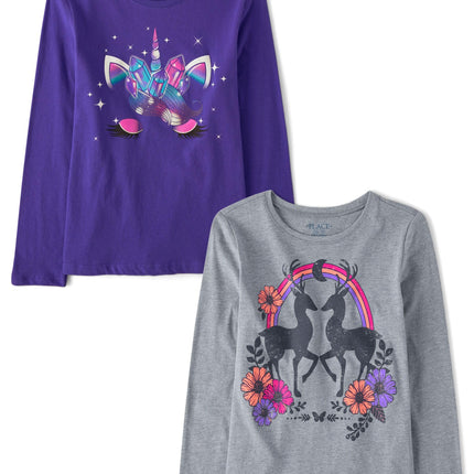 The Children's Place Girls Unicorn Long Sleeve Gra
