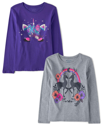 The Children's Place Girls Unicorn Long Sleeve Gra