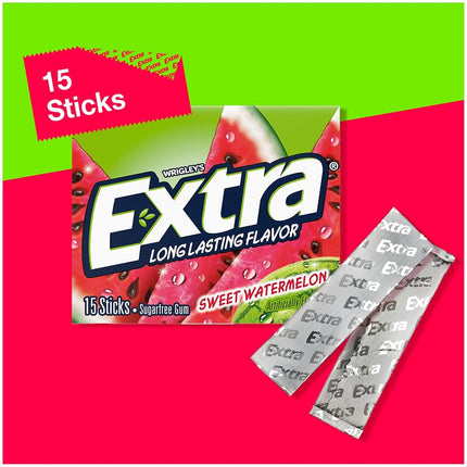 Wrigleys Extra Sweet Watermelon Sugarfree Chewing Gum Box Of 10 x 15 Stick Packs
