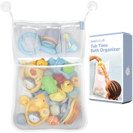 Jool Baby Bath Toy Storage Bag - Mesh Holder for Kids Bath Toys - Wall Suctions, Machine Washable