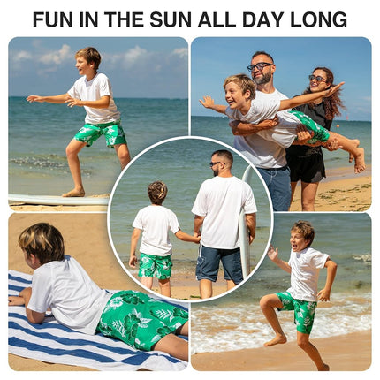 Kanu Surf Boys' Zipline Quick Dry UPF 50+ Beach Swim Trunk, Miami Green, 14/16
