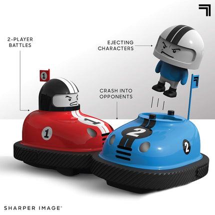 SHARPER Image Road Rage RC Speed Bumper Cars, Mini Remote Controlled Ejector Vehicles, 2 Player Head to Head Battle, Crash into Opponents, 2.4 GHz, Red and Blue, Ages 6 and Up